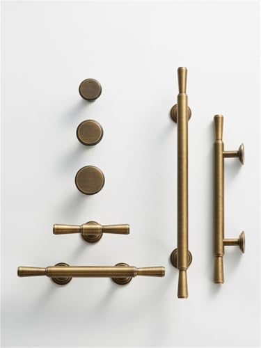 XZAVTKLW Massiver Messing gebürsteter Schrankgriff for Schranktüren, Schubladen, Schränke, luxuriöse T-Stange, mehrere Größen, 1 Stück(CH039-AB-128216) von XZAVTKLW