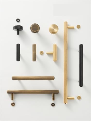 XZAVTKLW Massives Messing, gerändelter Diamant, for Küchenschrank, Tür, Schublade, T-Stange, langer Zug, freie Basis, mattiertes Messing, Schwarz, 1 Stück(CH056-AB-N30) von XZAVTKLW