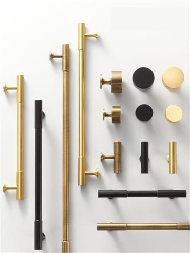 XZAVTKLW Massives Messing Art Deco Vertikale Linien Linear Küchenschrank T-Stangen Schlafzimmerschränke Langer Zug 1 STK(CH010-BB-N28) von XZAVTKLW