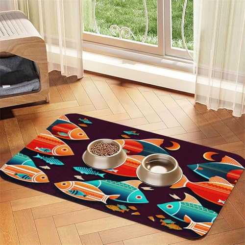 Saugfähige Futtermatte aus Leder, 30 x 45 cm, schnell trocknend, wasserdicht, waschbar, Napfunterlage von XZDAL