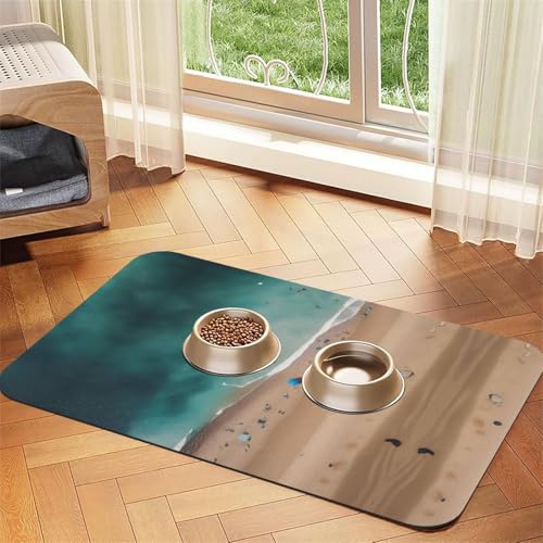 Saugfähige Futtermatte aus Leder, 40 x 60 cm, schnell trocknend, wasserdicht, waschbar, Napfunterlage von XZDAL
