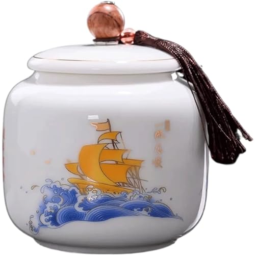 XZDEAIR Kaffeedosen Weiße Teedose aus Keramik, Teedose mit chinesischen Retro-Mustern, exquisit glasierte Vorratsdose für Lebensmittel mit luftdichtem Deckel Salzdosen XZDEAIR Kaffeedosen Weiße Teedose aus Keramik, Teedose mit chinesischen Retro-Mustern, exquisit glasierte Vorratsdose für Lebensmittel mit luftdichtem Deckel Salzdosen von XZDEAIR