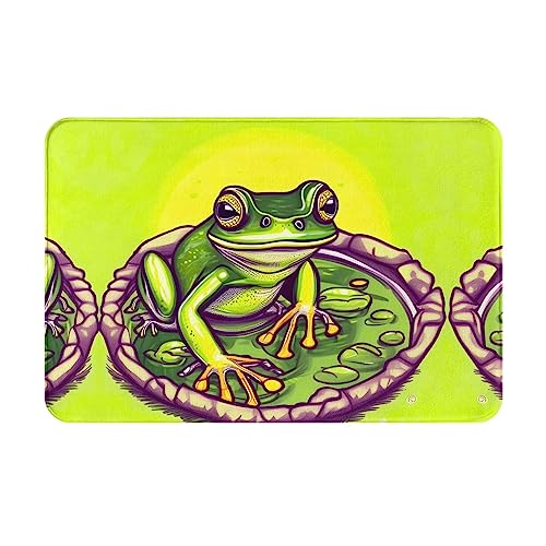 Flanell-Teppich, rutschfest, Frosch im Teich, 40,6 x 61 cm, für Eingangsbereich, Bad, Küche und Innenbereich Flanell-Teppich, rutschfest, Frosch im Teich, 40,6 x 61 cm, für Eingangsbereich, Bad, Küche und Innenbereich von XZDLYY