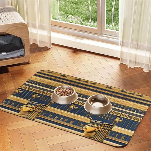 Ägyptische pharaonische Fresken Haustier-Tischset, saugfähig, Leder, 40 x 60 cm, schönes Design, Katzen- und Hundenapfmatte, tragbare Aufbewahrung Ägyptische pharaonische Fresken Haustier-Tischset, saugfähig, Leder, 40 x 60 cm, schönes Design, Katzen- und Hundenapfmatte, tragbare Aufbewahrung von XZDZWK