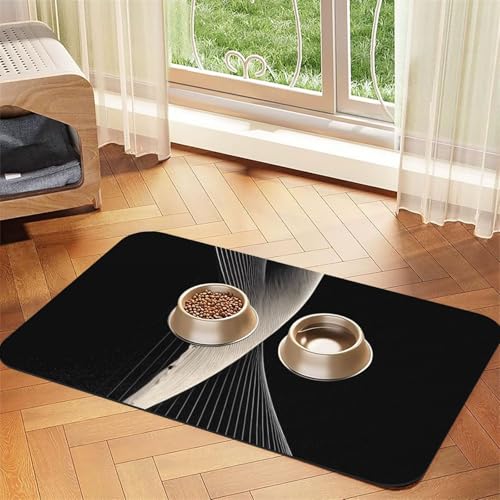 Abstrakte Kurven, saugfähiges Leder-Tischset, 30 x 45 cm, schönes Design, Katzen- und Hundenapfmatte, tragbare Aufbewahrung von XZDZWK