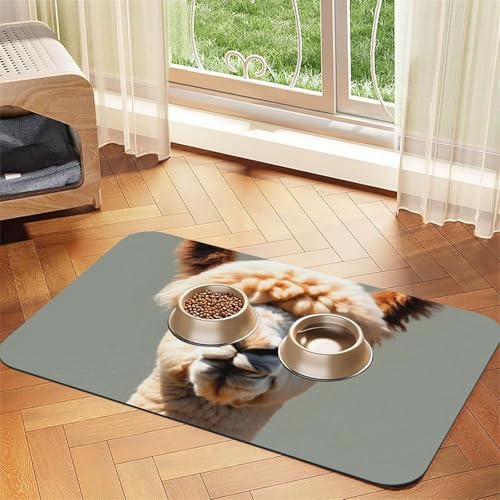 Alpaka-Avatar-Haustier-Platzset, saugfähig, Leder, 30 x 45 cm, schönes Design, Katzen- und Hundenapfmatte, tragbare Aufbewahrung von XZDZWK