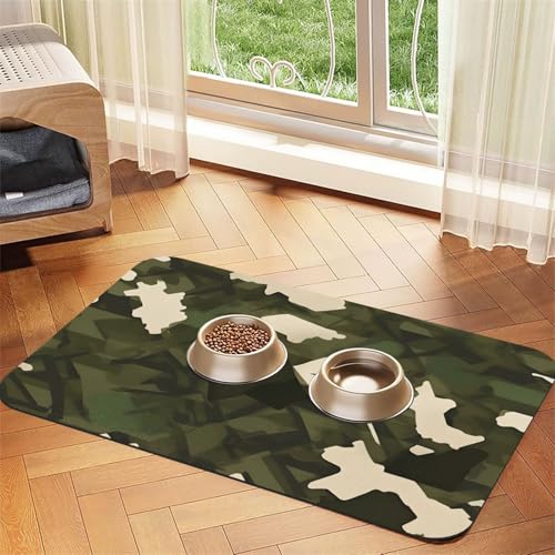Armee-Camouflage-Haustier-Tischset, saugfähig, Leder, 40 x 60 cm, schönes Design, für Katzen und Hunde, tragbare Aufbewahrung Armee-Camouflage-Haustier-Tischset, saugfähig, Leder, 40 x 60 cm, schönes Design, für Katzen und Hunde, tragbare Aufbewahrung von XZDZWK