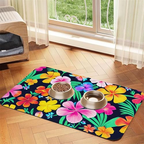 Bunte Blumen Haustier saugfähiges Leder Tischset 40 x 60 cm schönes Design Katze und Hund Napfunterlage Tragbare Aufbewahrung Bunte Blumen Haustier saugfähiges Leder Tischset 40 x 60 cm schönes Design Katze und Hund Napfunterlage Tragbare Aufbewahrung von XZDZWK
