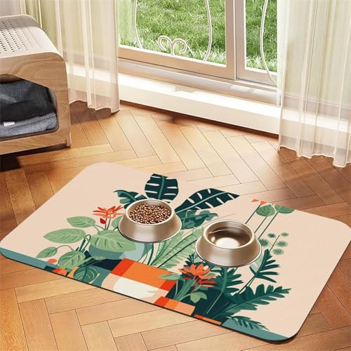 Cartoon kleine grüne Pflanze Haustier saugfähiges Leder Tischset 40 x 60 cm schönes Design Katze und Hund Napfmatte tragbare Aufbewahrung Cartoon kleine grüne Pflanze Haustier saugfähiges Leder Tischset 40 x 60 cm schönes Design Katze und Hund Napfmatte tragbare Aufbewahrung von XZDZWK