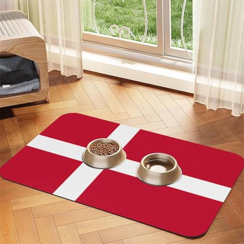 Dänische Flagge, saugfähiges Leder-Tischset, 30 x 45 cm, schönes Design, Katzen- und Hundenapfmatte, tragbare Aufbewahrung von XZDZWK