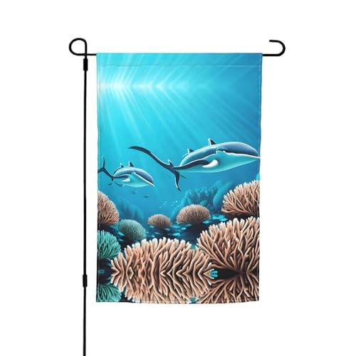 Dekofigur für den Garten mit Tiefsee-Walen, 30,5 x 45,7 cm, knitterfrei und lichtecht, geeignet für Garten, Hinterhof, Rasen, Balkon Dekofigur für den Garten mit Tiefsee-Walen, 30,5 x 45,7 cm, knitterfrei und lichtecht, geeignet für Garten, Hinterhof, Rasen, Balkon von XZDZWK