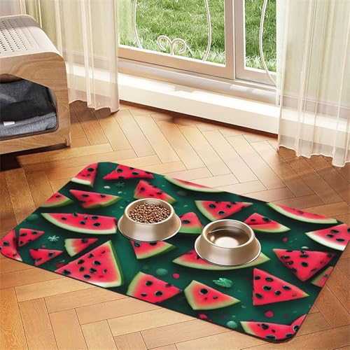 Dream Wassermelonen-Haustier-Tischset, saugfähig, Leder, 30 x 45 cm, schönes Design, Katzen- und Hundenapfmatte, tragbare Aufbewahrung von XZDZWK