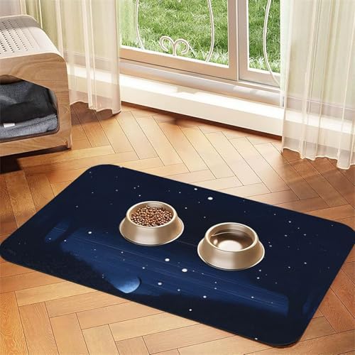 Dunkelblaues Nachtsicht-Haustier-Platzset, saugfähig, Leder, 30 x 45 cm, schönes Design, Katzen- und Hundenapfmatte, tragbare Aufbewahrung von XZDZWK