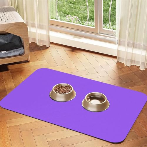 Einfarbiges hellviolettes Haustier-Tischset aus saugfähigem Leder, 30 x 45 cm, schönes Design, Katzen- und Hundenapfmatte, tragbare Aufbewahrung Einfarbiges hellviolettes Haustier-Tischset aus saugfähigem Leder, 30 x 45 cm, schönes Design, Katzen- und Hundenapfmatte, tragbare Aufbewahrung von XZDZWK