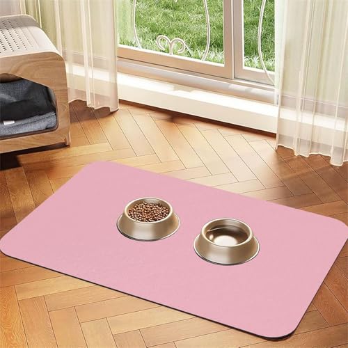 Einfarbiges rosa Haustier-Tischset aus saugfähigem Leder, 30 x 45 cm, schönes Design, Katzen- und Hundenapfmatte, tragbare Aufbewahrung von XZDZWK