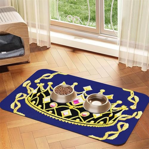 Fantasy Tiara Haustier-Tischset, saugfähig, Leder, 30 x 45 cm, schönes Design, Katzen- und Hundenapfmatte, tragbare Aufbewahrung von XZDZWK