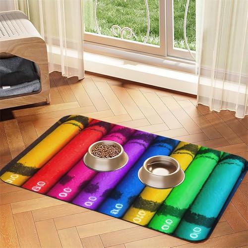 Farbige Buntstifte, saugfähiges Leder-Tischset, 40 x 60 cm, schönes Design, Katzen- und Hundenapfmatte, tragbare Aufbewahrung von XZDZWK