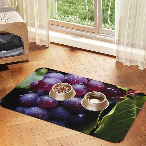 Fresh Grapes Haustier-Tischset, saugfähig, Leder, 40 x 60 cm, schönes Design, Katzen- und Hundenapfmatte, tragbare Aufbewahrung von XZDZWK