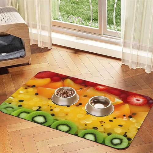 Frisches Obst, saugfähiges Leder-Tischset, 40 x 60 cm, schönes Design, Katzen- und Hundenapfmatte, tragbare Aufbewahrung von XZDZWK