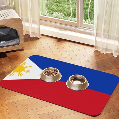 Haustier-Tischset mit philippinischer Flagge, saugfähig, Leder, 30 x 45 cm, schönes Design, Katzen- und Hundenapfmatte, tragbare Aufbewahrung von XZDZWK