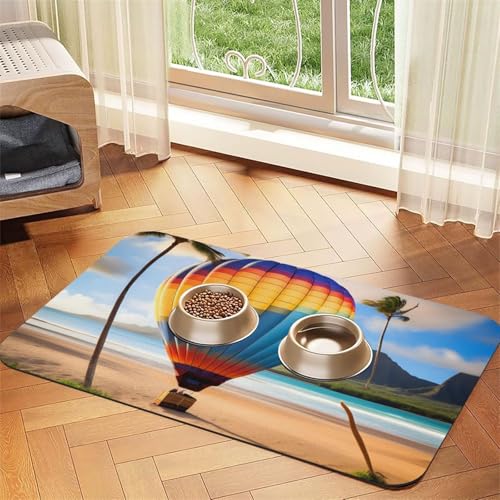 Hawaii Hot Air Balloon Pet Absorbent Leather Placemat 30x45cm Beautiful Design Cat and Dog Bowl Mat Portable Storage von XZDZWK