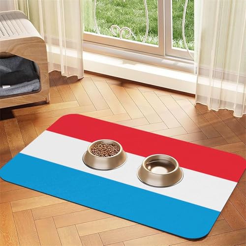 Luxemburger Flagge, saugfähiges Leder-Tischset, 30 x 45 cm, schönes Design, Katzen- und Hundenapfmatte, tragbare Aufbewahrung von XZDZWK