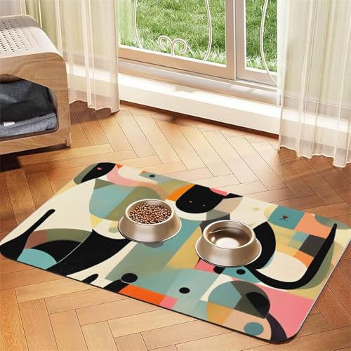 Mid-Century Moderne Kunst Katze Haustier saugfähiges Leder Tischset 40 x 60 cm schönes Design Katze und Hund Napfmatte tragbare Aufbewahrung Mid-Century Moderne Kunst Katze Haustier saugfähiges Leder Tischset 40 x 60 cm schönes Design Katze und Hund Napfmatte tragbare Aufbewahrung von XZDZWK