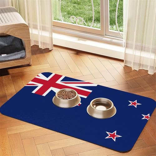 Napfunterlage für Haustiere mit neuseeländischer Flagge, saugfähig, Leder, 40 x 60 cm, schönes Design, für Katzen und Hunde, tragbare Aufbewahrung von XZDZWK