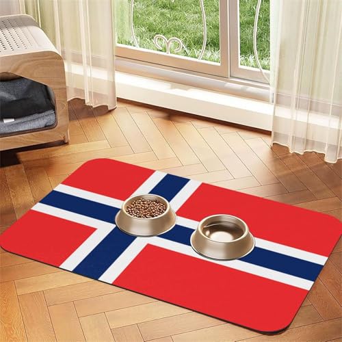 Napfunterlage für Haustiere mit norwegischer Flagge, saugfähig, Leder, 30 x 45 cm, schönes Design, für Katzen und Hunde, tragbare Aufbewahrung von XZDZWK