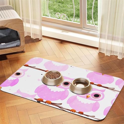 Niedliche Eule, saugfähiges Leder-Tischset, 30 x 45 cm, schönes Design, Katzen- und Hundenapfmatte, tragbare Aufbewahrung von XZDZWK