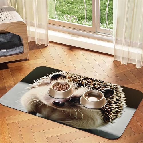 Niedliches Igel-Haustier-Platzset, saugfähig, Leder, 40 x 60 cm, schönes Design, Katzen- und Hundenapfmatte, tragbare Aufbewahrung von XZDZWK