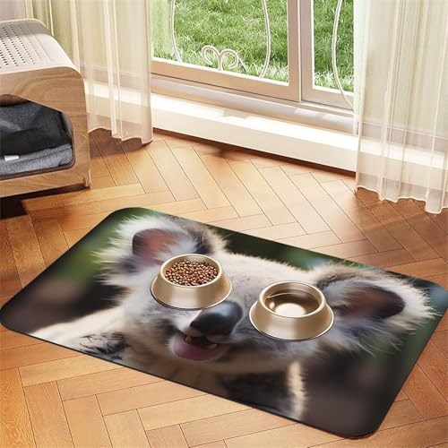 Niedliches Koala-Haustier-Tischset, saugfähig, Leder, 40 x 60 cm, schönes Design, Katzen- und Hundenapfmatte, tragbare Aufbewahrung von XZDZWK