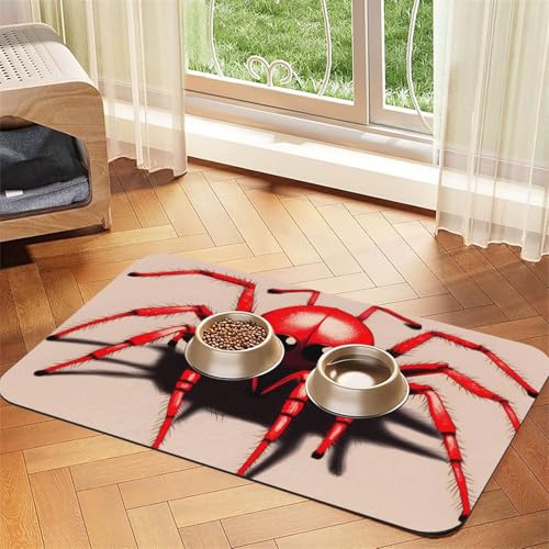 Niedliches kleines rotes Spinnen-Haustier-Platzset, saugfähig, Leder, 30 x 45 cm, schönes Design, Katzen- und Hundenapfmatte, tragbare Aufbewahrung von XZDZWK