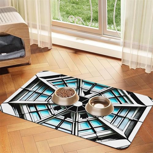 Octagon Building Pet Absorbent Leather Placemat 30x45cm Beautiful Design Cat and Dog Bowl Mat Portable Storage von XZDZWK