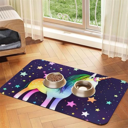 One-horse star Haustier-Tischset, saugfähig, Leder, 40 x 60 cm, schönes Design, Katzen- und Hundenapfmatte, tragbare Aufbewahrung von XZDZWK