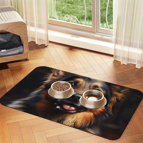 Platzdeckchen aus saugfähigem Leder, Motiv: Deutscher Schäferhund, 30 x 45 cm, schönes Design, für Katzen und Hunde, tragbare Aufbewahrung von XZDZWK