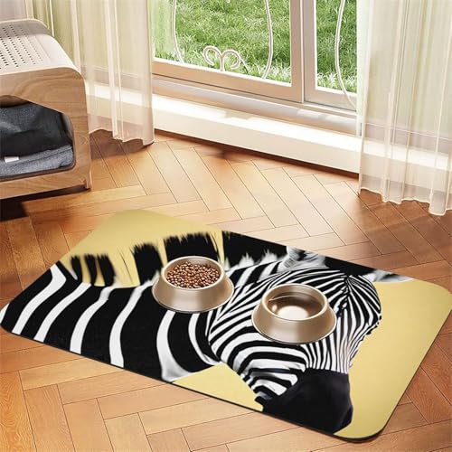 Platzdeckchen für Haustiere, saugfähig, Leder, 30 x 45 cm, schönes Design, für Katzen und Hunde, Schwarz / Weiß von XZDZWK
