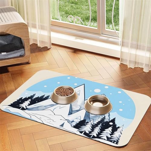Platzdeckchen für Haustiere, saugfähig, Leder, schneebedeckte Berge, 40 x 60 cm, schönes Design, für Katzen und Hunde, tragbare Aufbewahrung von XZDZWK