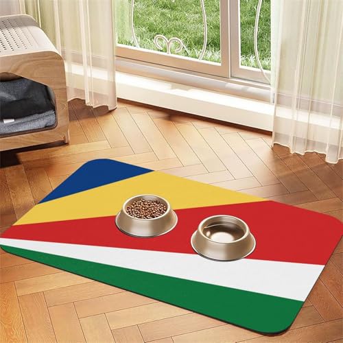 Platzdeckchen mit Flagge der Seychellen, saugfähig, Leder, 30 x 45 cm, schönes Design, Katzen- und Hundenapfmatte, tragbare Aufbewahrung von XZDZWK