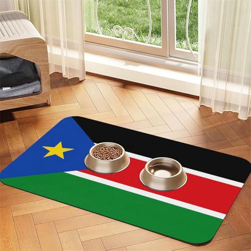 Platzdeckchen mit Flagge des Südsudans, saugfähig, Leder, 40 x 60 cm, schönes Design, Katzen- und Hundenapfmatte, tragbare Aufbewahrung von XZDZWK