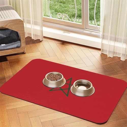Platzdeckchen mit Flagge von Marokko, saugfähig, Leder, 40 x 60 cm, schönes Design, Katzen- und Hundenapfmatte, tragbare Aufbewahrung von XZDZWK