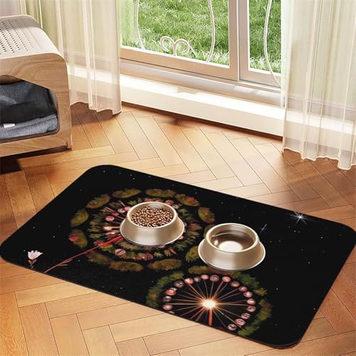 Platzdeckchen mit Löwenzahnmotiv, saugfähig, Leder, 40 x 60 cm, schönes Design, für Katzen und Hunde, tragbare Aufbewahrung von XZDZWK