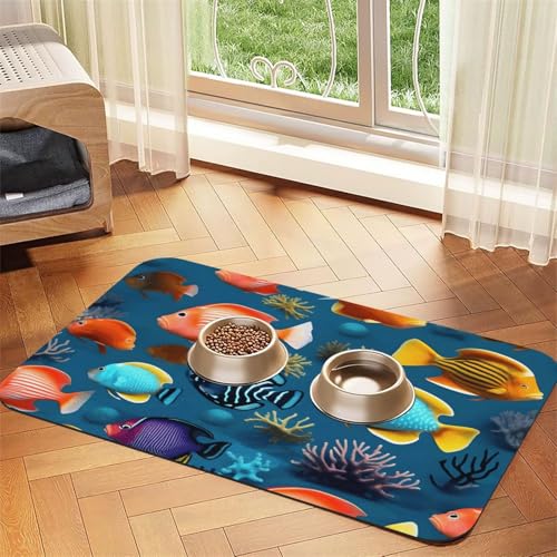 Platzdeckchen mit U-Boot-Rifffischen für Haustiere, saugfähig, Leder, 40 x 60 cm, schönes Design, Katzen- und Hundenapfmatte, tragbare Aufbewahrung von XZDZWK