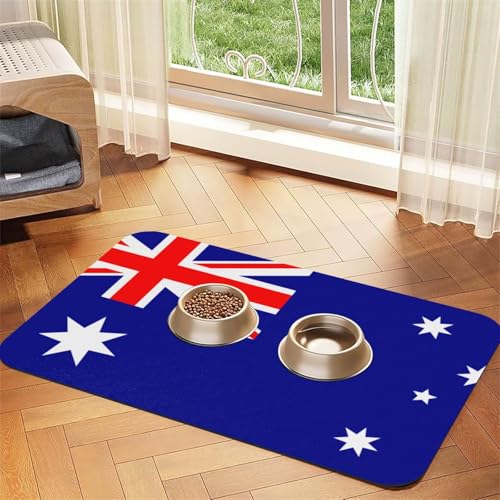 Platzdeckchen mit australischer Flagge, saugfähiges Leder, 40 x 60 cm, schönes Design, Katzen- und Hundenapfmatte, tragbare Aufbewahrung von XZDZWK