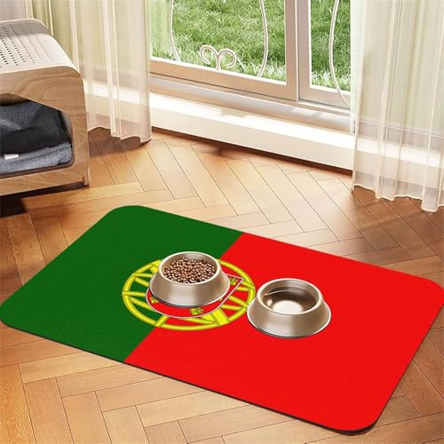 Platzdeckchen mit portugiesischer Flagge, saugfähig, Leder, 30 x 45 cm, schönes Design, Katzen- und Hundenapfmatte, tragbare Aufbewahrung von XZDZWK