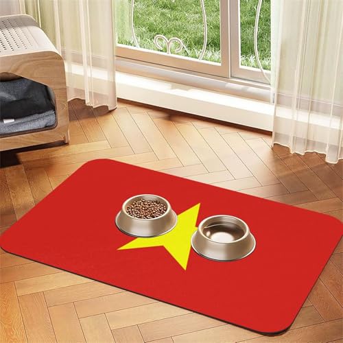 Platzdeckchen mit vietnamesischer Flagge, saugfähig, Leder, 30 x 45 cm, schönes Design, Katzen- und Hundenapfmatte, tragbare Aufbewahrung von XZDZWK