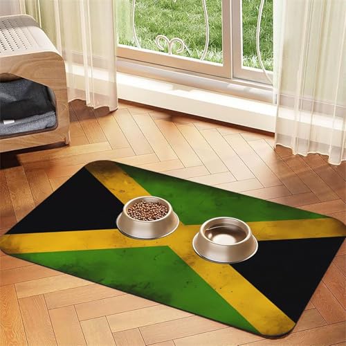 Platzset aus Leder, Motiv: alte Jamaikanische Flagge, saugfähig, 40 x 60 cm, schönes Design, für Katzen und Hunde, tragbare Aufbewahrung Platzset aus Leder, Motiv: alte Jamaikanische Flagge, saugfähig, 40 x 60 cm, schönes Design, für Katzen und Hunde, tragbare Aufbewahrung von XZDZWK