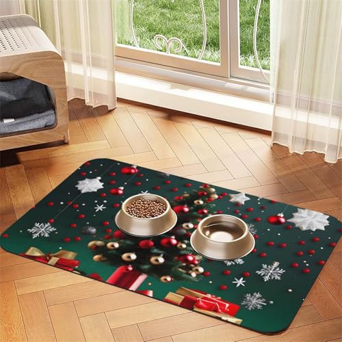 Platzset aus Leder, rund, Weihnachtsbaum, saugfähig, 40 x 60 cm, schönes Design, für Katzen und Hunde, tragbare Aufbewahrung Platzset aus Leder, rund, Weihnachtsbaum, saugfähig, 40 x 60 cm, schönes Design, für Katzen und Hunde, tragbare Aufbewahrung von XZDZWK