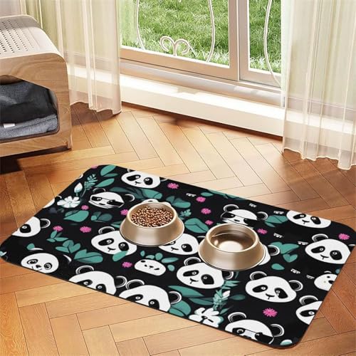 Platzset aus saugfähigem Leder mit Panda-Motiv, 40 x 60 cm, schönes Design, Katzen- und Hundenapfmatte, tragbare Aufbewahrung von XZDZWK