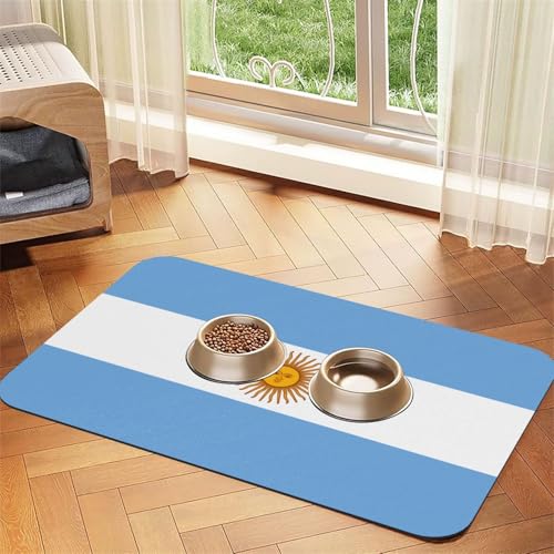 Platzset aus saugfähigem Leder mit argentinischer Flagge, 40 x 60 cm, schönes Design, für Katzen und Hunde, tragbare Aufbewahrung von XZDZWK